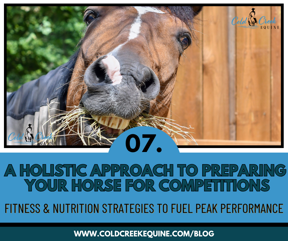 Holistic approaches to better prepare your horse for competitions. It's a horse eating hay, being funny.